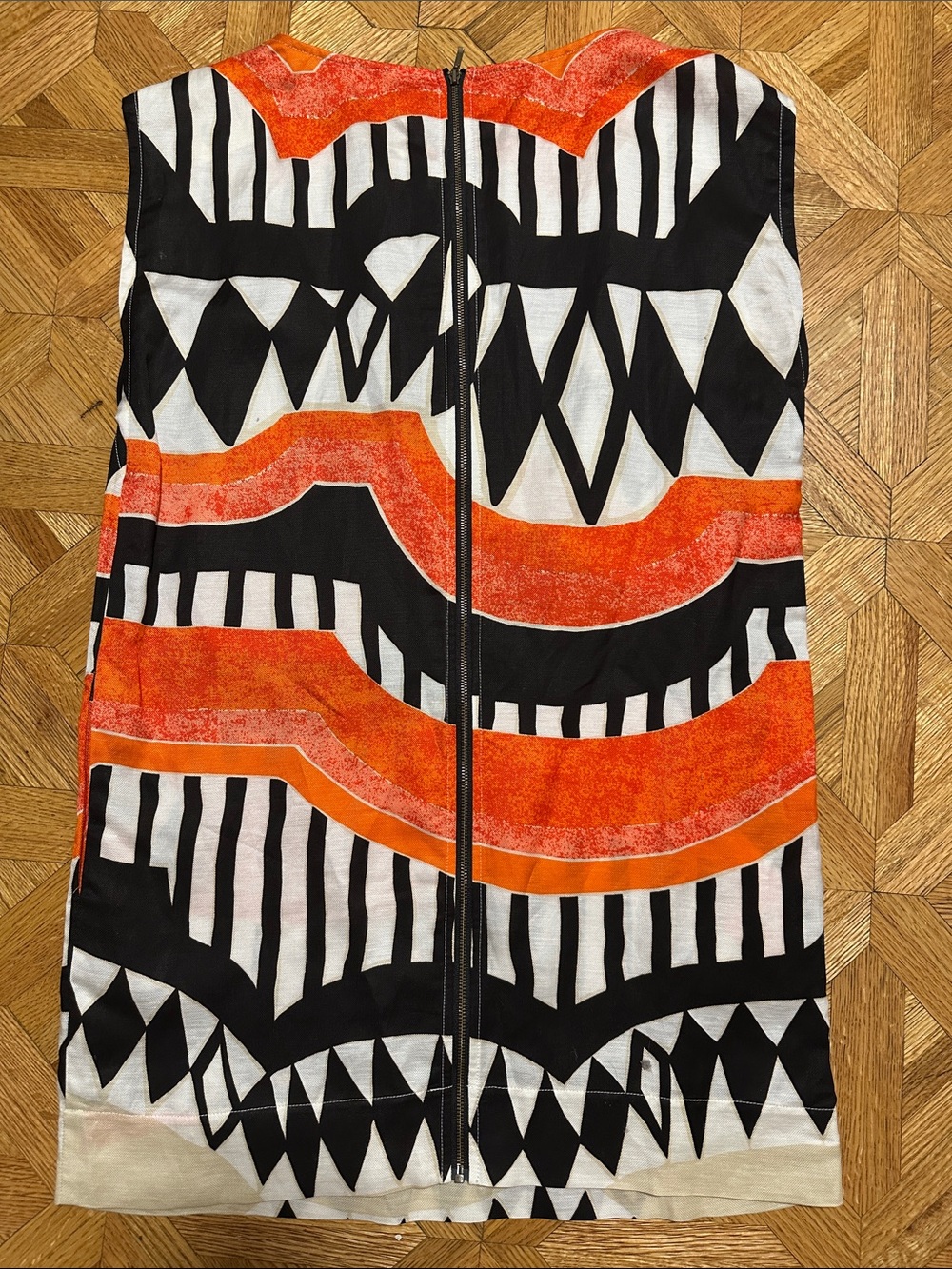 sass & bide Orange, Black & White Geometric Midi Dress - Picture 2 of 8